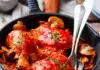 Poulet à la crème de tomate et aux champignons