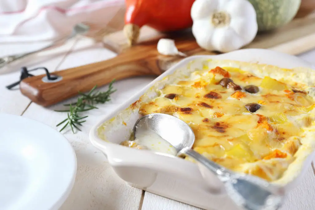 Gratin de Potiron au Fromage et Champignons